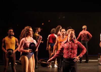 Jeff Skowron as Zach (foreground at right) and the Company of The REV Theatre Company’s production of A CHORUS LINE at the Merry-Go-Round Playhouse in Auburn, NY.